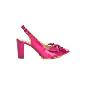 Pantofi dama Piele Naturala Fucsia Bow Block Heels imagine