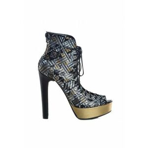 Botine dama decupate Street Style Aztec Piele Naturala imagine