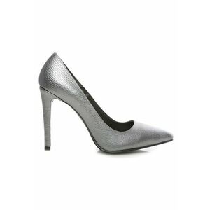 Pantofi stiletto piele naturala Argintiu Metallic imagine