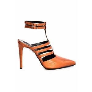 Pantofi stiletto piele naturala Caramiziu Multi Strap imagine