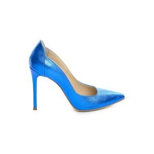 Pantofi stiletto piele naturala Albastru Kim imagine