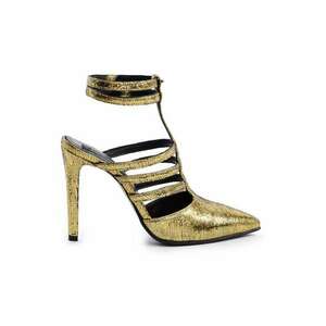 Pantofi stiletto piele naturala Auriu Multi Strap imagine