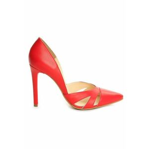 Pantofi stiletto piele naturala Rosu Cut Out imagine