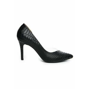 Pantofi stiletto piele naturala Negru Sarpe Leila imagine