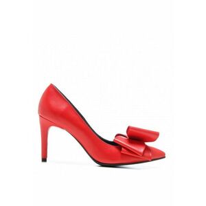 Pantofi stiletto piele naturala Simple Rosu cu funda imagine