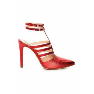 Pantofi stiletto piele naturala Rosu Multi Strap imagine