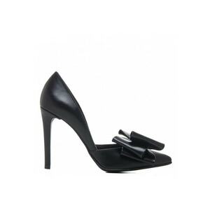 Pantofi stiletto piele naturala Negru cu funda imagine