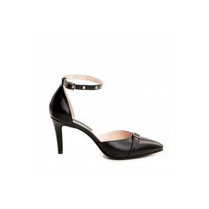 Pantofi stiletto piele naturala Negru Fiore imagine