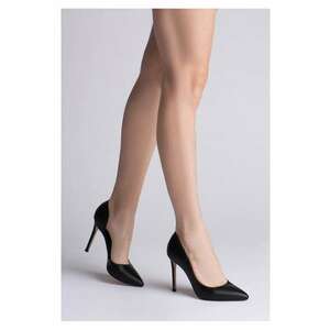 Pantofi stiletto piele naturala Negru Cut Black imagine