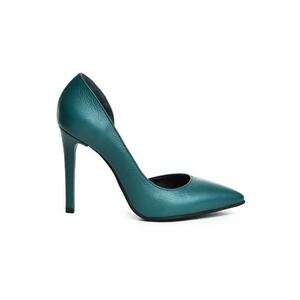Pantofi stiletto piele naturala Verde Forrest Cut imagine