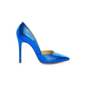 Pantofi stiletto piele naturala Albastru Electric imagine