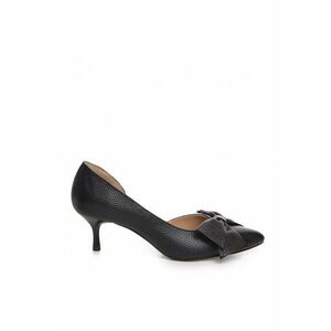 Pantofi stiletto piele naturala Negru cu funda Cut imagine