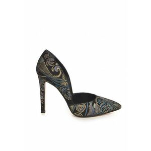 Pantofi stiletto piele naturala Negru Baroc imagine