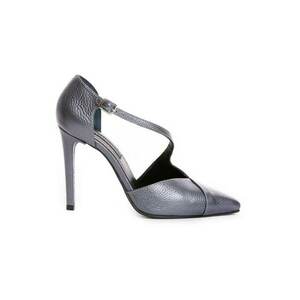 Pantofi stiletto piele naturala Argintiu Metalic Paloma imagine