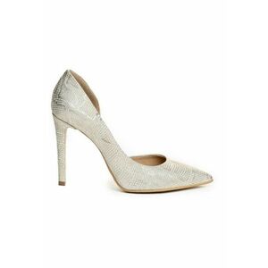 Pantofi Stiletto Piele Naturala Nude Gold Cut imagine