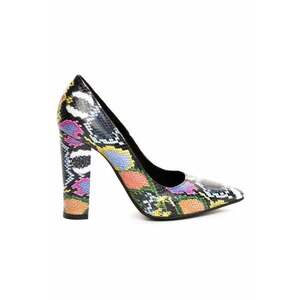 Pantofi cu toc gros piele Multicolor imagine
