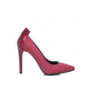 Pantofi stiletto piele naturala Cindy Burgundy Croc imagine