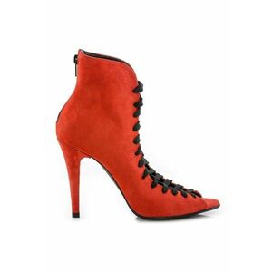 Botine dama decupate Street Style Rosu Piele Naturala imagine