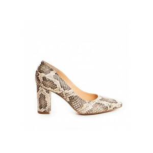 Pantofi stiletto piele naturala Crem Ivy imagine