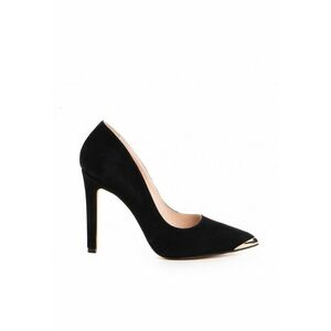 Pantofi stiletto piele naturala Negru Gold imagine
