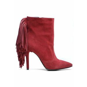 Botine dama Piele Naturala Fringe Rosu imagine