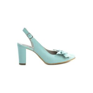 Pantofi piele naturala Menta cu funda Block Heels imagine