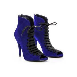 Botine dama decupate Street Style Blue Piele Naturala imagine