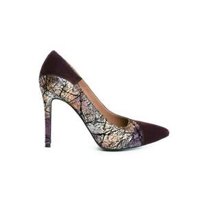 Pantofi stiletto piele naturala Burgundy Vintage Selma imagine