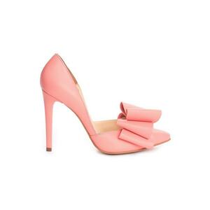 Pantofi stiletto piele naturala Rose cu funda imagine