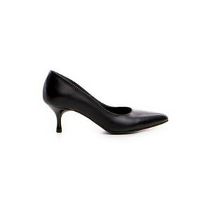 Pantofi stiletto piele naturala Negru Kitten imagine