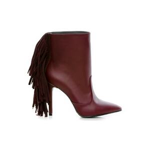 Botine dama Piele Naturala Fringe Marsala imagine