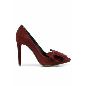Pantofi stiletto piele naturala Marsala cu funda imagine