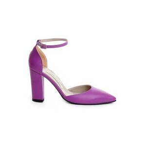 Pantofi Piele Naturala dama Mov Urban Block Pumps imagine