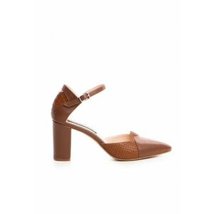 Pantofi stiletto piele naturala Camel Coco imagine