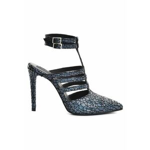 Pantofi stiletto piele naturala Bleumarin Multi Strap imagine