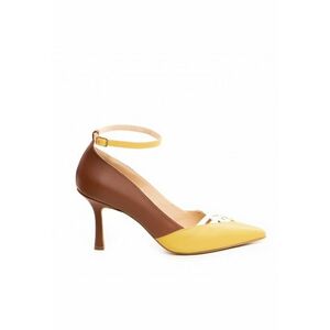 Pantofi stiletto piele naturala Camel Yasmina imagine