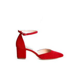 Pantofi cu toc gros piele Rosu Fancy Flats imagine