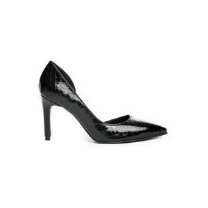 Pantofi stiletto piele naturala Negru Shine Cut imagine