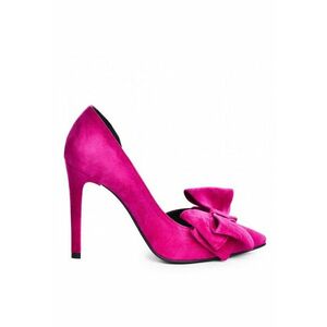 Pantofi stiletto piele naturala Magenta Cut cu funda imagine