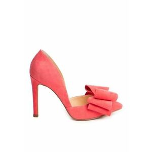 Pantofi stiletto piele naturala Corai cu funda imagine