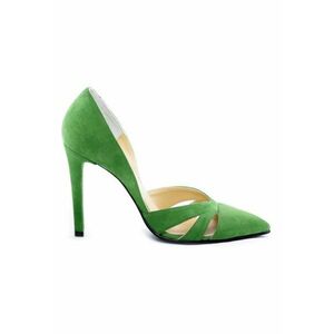 Pantofi stiletto piele naturala Verde Cut Out imagine