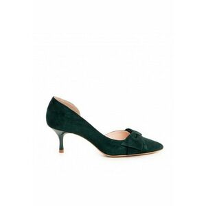 Pantofi stiletto piele naturala Verde Bow Cut imagine