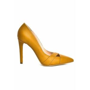 Pantofi stiletto piele naturala Galben Pin-Up imagine