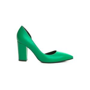 Pantofi cu toc gros piele Verde Cut imagine
