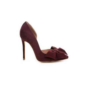 Pantofi stiletto piele naturala Burgundy cu funda Cut imagine