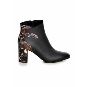 Botine de piele cu toc inalt - Negru imagine