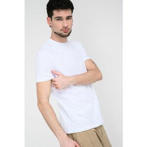 Tricou cu decolteu la baza gatului si detaliu logo - Alb imagine