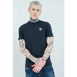 Tricou din bumbac cu logo pe piept - Albastru ultramarin imagine