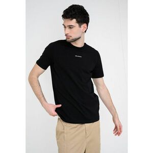 Tricou cu decolteu la baza gatului si detaliu logo - Negru/Argintiu imagine