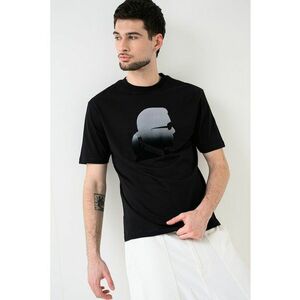 Tricou din bumbac cu imprimeu logo - Negru/Gri cenusiu imagine